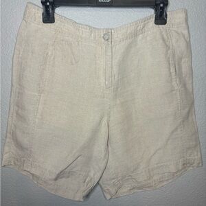 J. JILL LOVE LINEN FLAT FRONT SHORTS Khaki SIZE LARGE